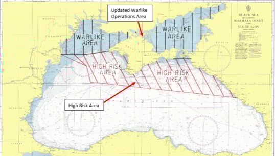 Image:Warlike areas in the Black Sea. Image: IBF