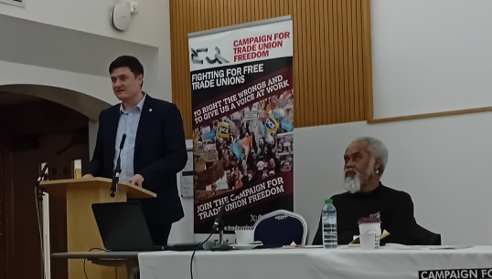 In March 2025, Nautilus director of organising Martyn Gray spoke alongside fellow trade unionists at a rally on Strengthening the Employment Rights Bill organised by the Campaign For Trade Union Freedom. Image: Nautilus International
Image:In March 2025, Nautilus director of organising Martyn Gray spoke alongside fellow trade unionists at a rally on Strengthening the Employment Rights Bill organised by the Campaign For Trade Union Freedom. Image: Nautilus International