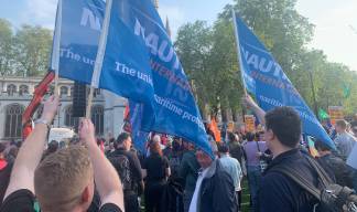 As the Conservative government was pushing through its anti-strike legislation in May 2023, Nautilus joined other trade unions in London's Parliament Square in opposition to this attack on workers' rights. Image: Nautilus International
Image:As the Conservative government was pushing through its anti-strike legislation in May 2023, Nautilus joined other trade unions in London's Parliament Square in opposition to this attack on workers' rights. Image: Nautilus International