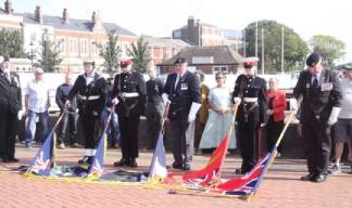 Image:Flagbearers at the turnout in Kingston upon Hull organised by Hull Independent Merchant Navy Association (IMNA), also attended by Nautilus Welfare Fund caseworker John Norris. Image: Mr R.R.Binks 