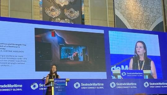 Image:Head of the ITF Seafarers' Trust Katie Higginbottom at the Crew Connect conference in Manila, where she presented the findings of the  Trust's latest report confirming the alarming decline of shore leave for seafarers globally. Images ITF Seafarers' Trust