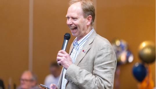 Image:Sascha Meijer and Mark Dickinson celebrate the world's first truly transnational trade union. Images: Brad Wakefield