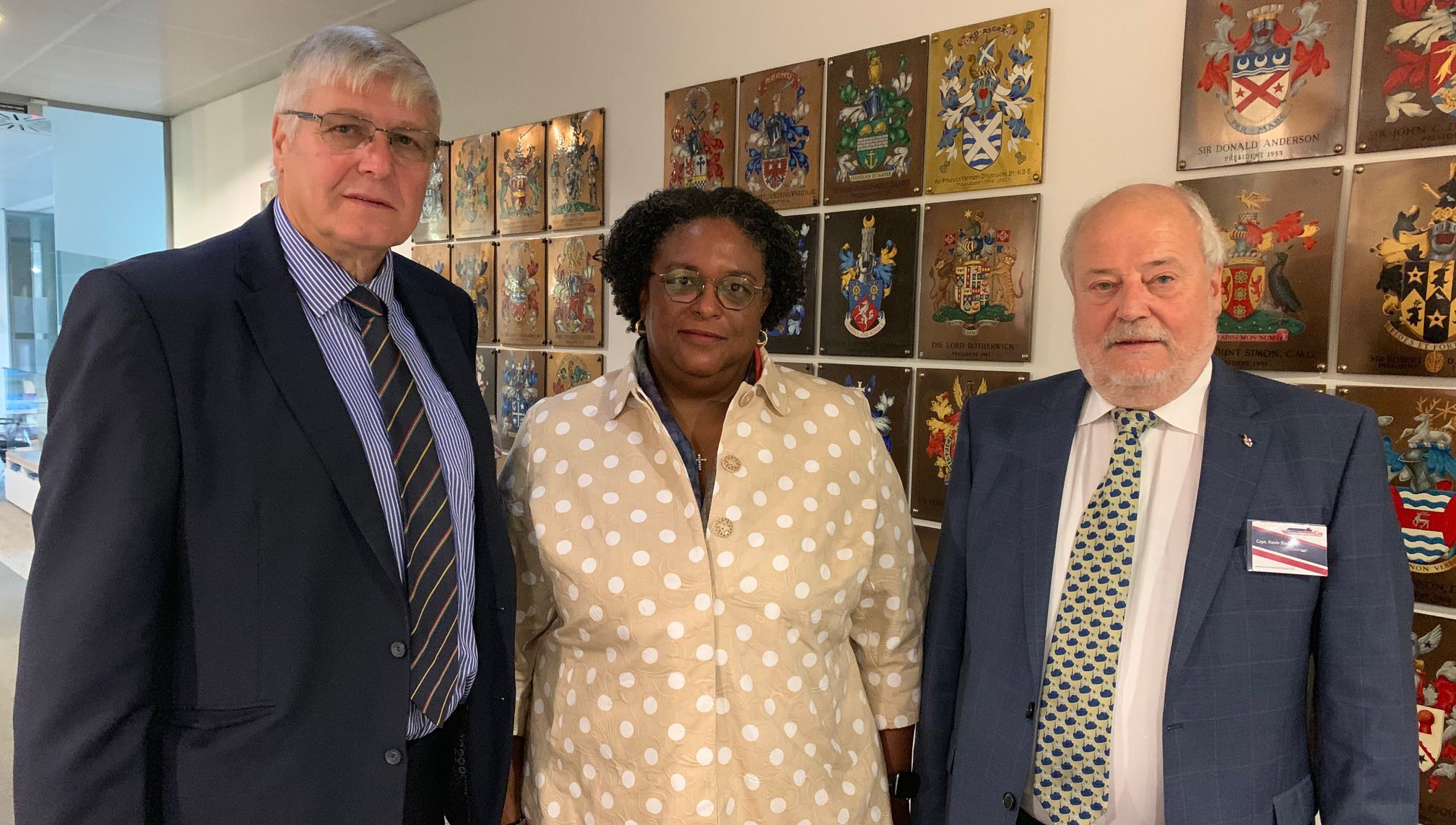 L-R: BMA commercial director Dieter Jaenicke, with the Prime Minister of Barbados Mia Mottley and BMA chairman Kevin Slade Image:L-R: BMA commercial director Dieter Jaenicke, with the Prime Minister of Barbados Mia Mottley and BMA chairman Kevin Slade