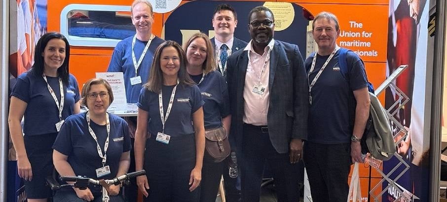 Nautilus International officals at the Union's 'ship's cabin' exhibition, stand 61, at the Brighton TUC Congress 2025. It showcased the urgent need to strengthen workplace protections for maritime professionals. Attendees were invited to see what it’s like to live and work onboard a deep sea vessel. Visitors could experience a real-life safety drill – by donning our immersion suit with the aim of quickly getting out of our cabin. Video screens also showcased our Nautilus TV YouTube channel. Image:Nautilus International officals at the Union's 'ship's cabin' exhibition, stand 61, at the Brighton TUC Congress 2025. It showcased the urgent need to strengthen workplace protections for maritime professionals. Attendees were invited to see what it’s like to live and work onboard a deep sea vessel. Visitors could experience a real-life safety drill – by donning our immersion suit with the aim of quickly getting out of our cabin. Video screens also showcased our Nautilus TV YouTube channel.