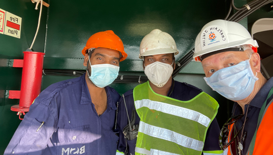 Chaplain Julian Wong meets some of the new crew on the Ever Given. Image: Stella Maris Image:Chaplain Julian Wong meets some of the new crew on the Ever Given. Image: Stella Maris