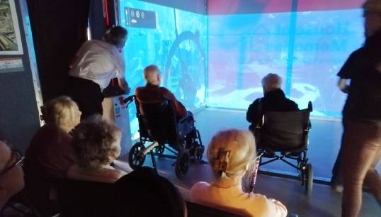 Residents browse through a 'House of Memories' – a portable museum set up temporarily at Mariners' Park with the support of the National Museums Liverpool. Images: Nautilus Welfare Fund Image:Residents browse through a 'House of Memories' – a portable museum set up temporarily at Mariners' Park with the support of the National Museums Liverpool. Images: Nautilus Welfare Fund